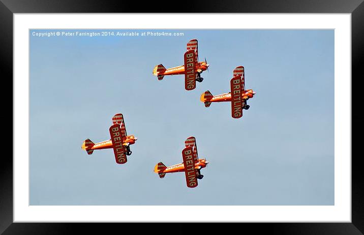  The Breitling Wing Walking Display Team High Over Framed Mounted Print by Peter Farrington