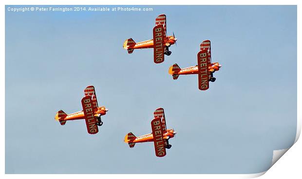  The Breitling Wing Walking Display Team High Over Print by Peter Farrington