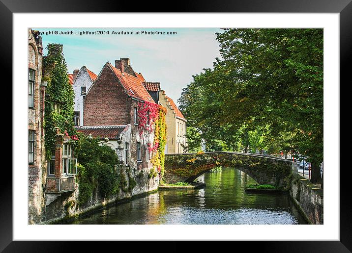 A Little Gem on a Bruges Canal Framed Mounted Print by Judith Lightfoot