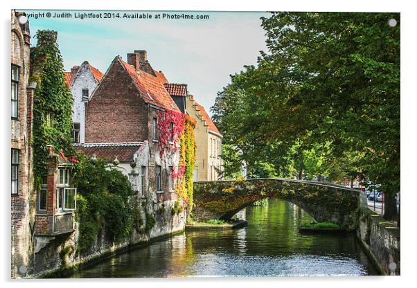 A Little Gem on a Bruges Canal Acrylic by Judith Lightfoot