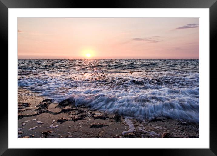  Wave break sunset Framed Mounted Print by Quentin Breydenbach