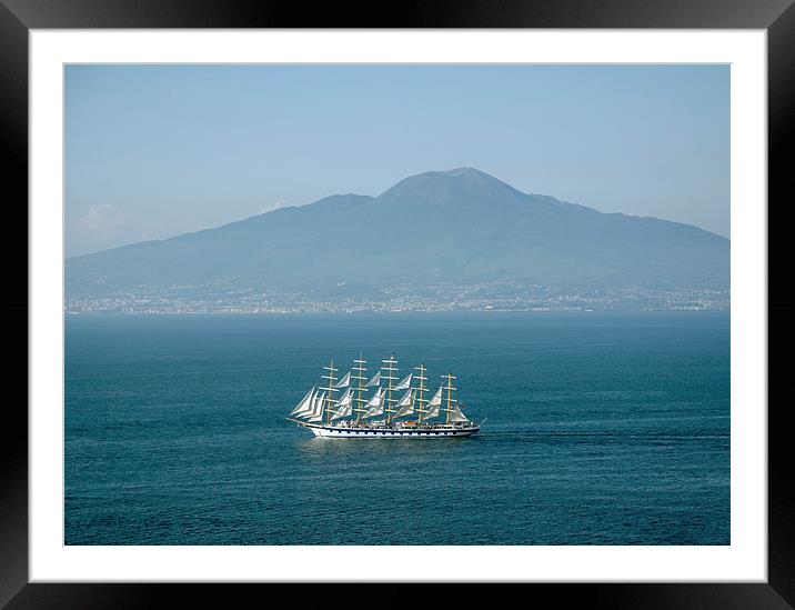  Sailing By Vesuvius Framed Mounted Print by Michelle BAILEY