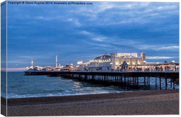  Brighton Pier at dusk Canvas Print by Steve Hughes
