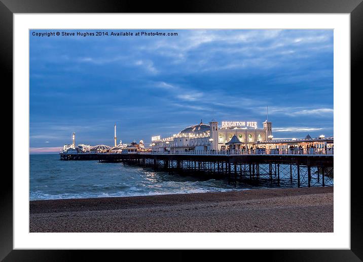  Brighton Pier at dusk Framed Mounted Print by Steve Hughes