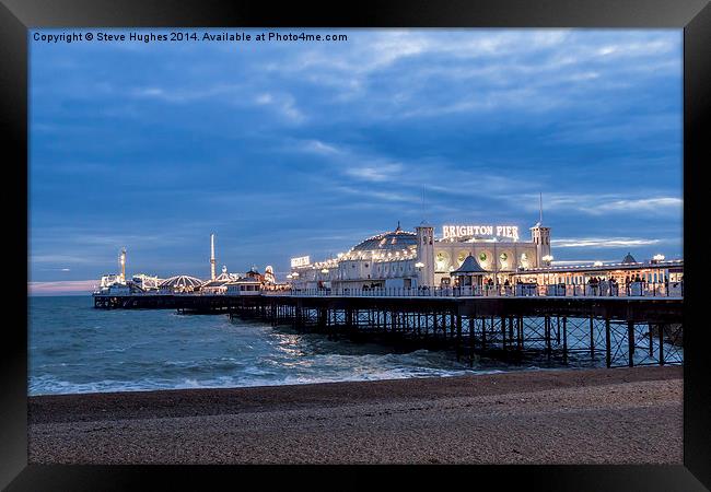  Brighton Pier at dusk Framed Print by Steve Hughes
