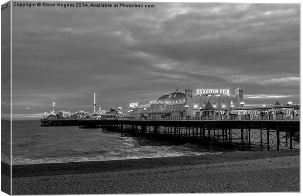  Brighton Pier Monochrome Canvas Print by Steve Hughes