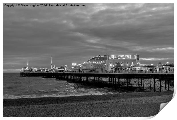  Brighton Pier Monochrome Print by Steve Hughes