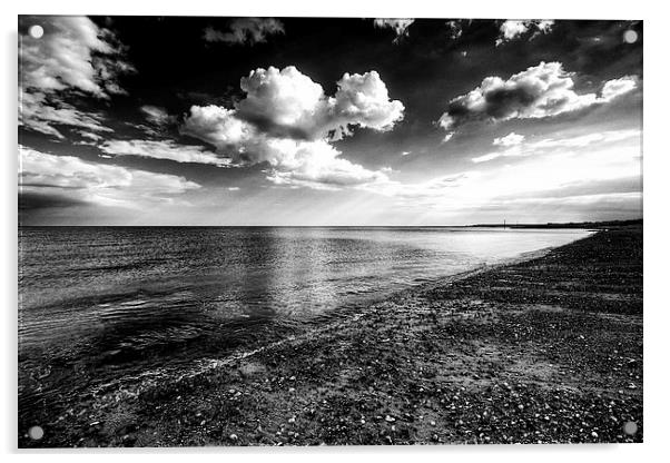  Pagham Beach Black and White Acrylic by Dean Messenger