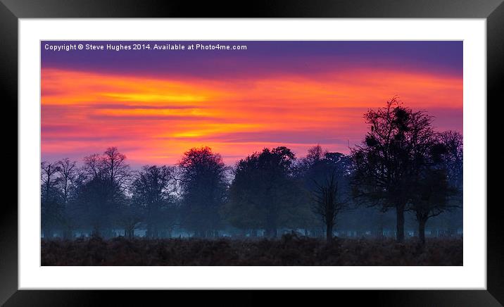 Orange sky across Windsor Great Park Framed Mounted Print by Steve Hughes