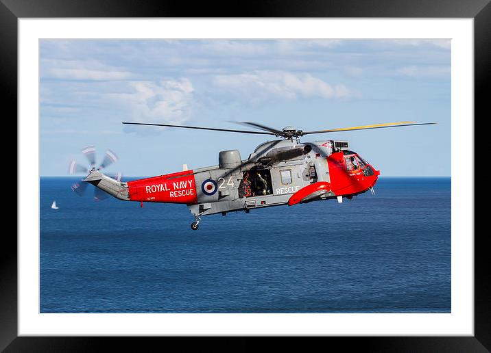 Royal Navy Sea King rescue helicopter Framed Mounted Print by Oxon Images