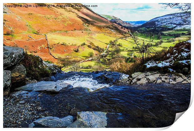 The Top of Pistyll Rhaeadr Waterfall Print by Judith Lightfoot