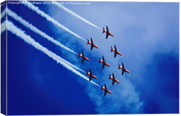 Red Arrows 6 Canvas Print by Paul Brewer