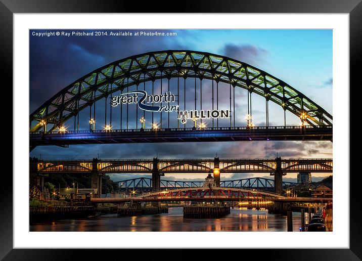  Tyne Bridge and Great North Run Million Framed Mounted Print by Ray Pritchard