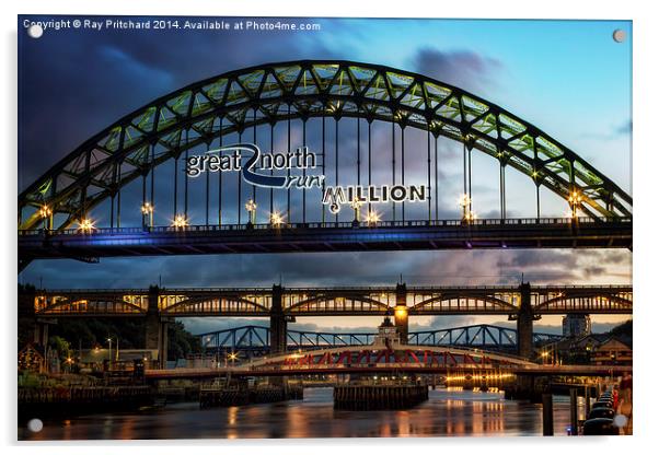  Tyne Bridge and Great North Run Million Acrylic by Ray Pritchard