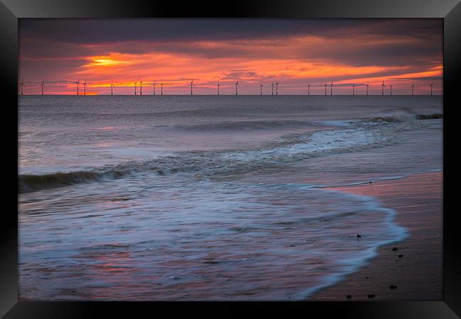  Turbine Sunrise over Hemsby Framed Print by Stephen Mole