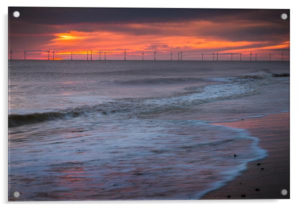  Turbine Sunrise over Hemsby Acrylic by Stephen Mole