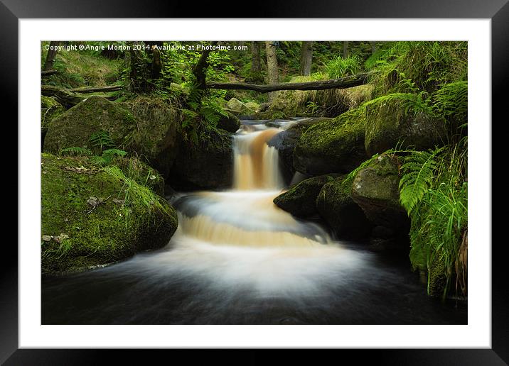 Burbage Brook Cascade Framed Mounted Print by Angie Morton