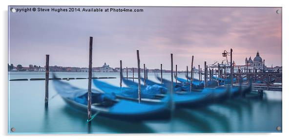  Gondolas in Venice Acrylic by Steve Hughes
