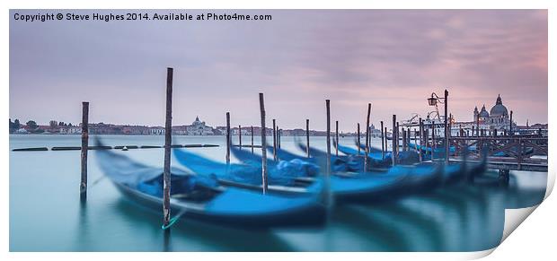  Gondolas in Venice Print by Steve Hughes
