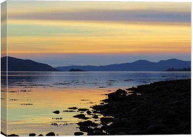  Loch Fyne Sunset Canvas Print by Angela Rowlands