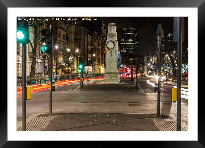  night time at the cenotaph Framed Mounted Print by mike cooper
