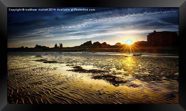  Dovercourt Seafront Low Tide Sunset Framed Print by matthew  mallett