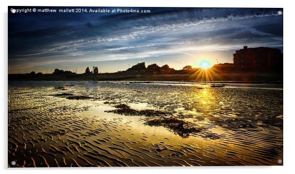  Dovercourt Seafront Low Tide Sunset Acrylic by matthew  mallett