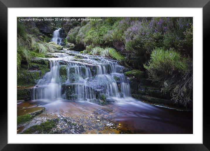 Waterfalls Above Black Clough Framed Mounted Print by Angie Morton