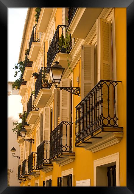Valencia Balconies Framed Print by Peter West