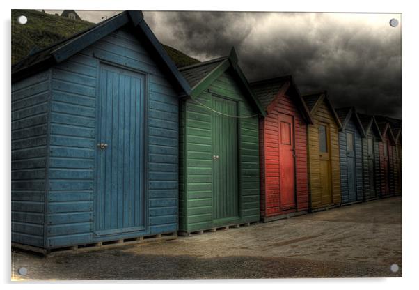 beach huts Acrylic by Simon Case