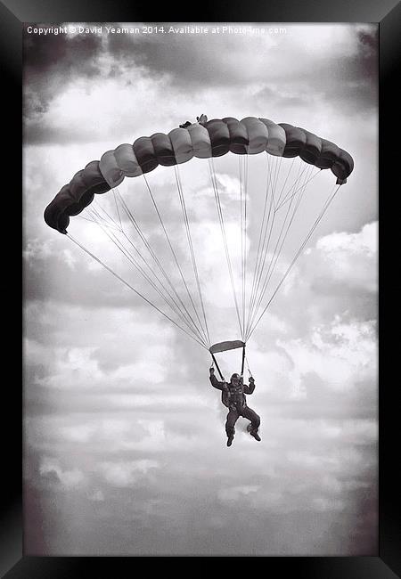  Solitary RAF Falcons Parachutist Framed Print by David Yeaman