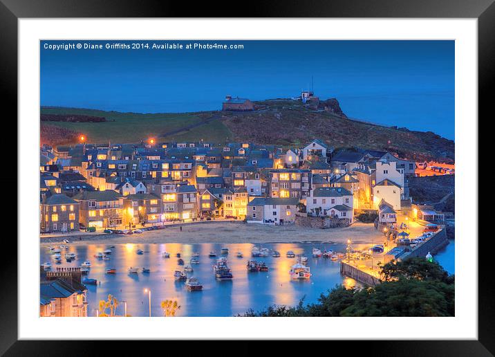  St Ives Harbour at dusk Framed Mounted Print by Diane Griffiths