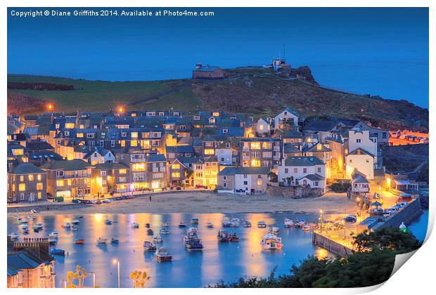  St Ives Harbour at dusk Print by Diane Griffiths