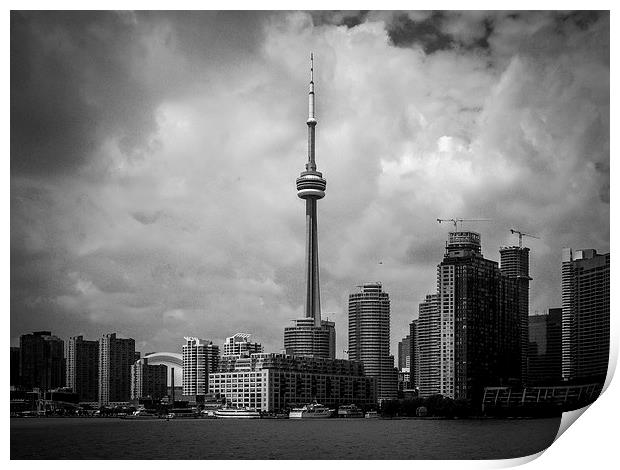  CN Tower & Toronto Skyline Ontario Canada - Black Print by Chris Curry