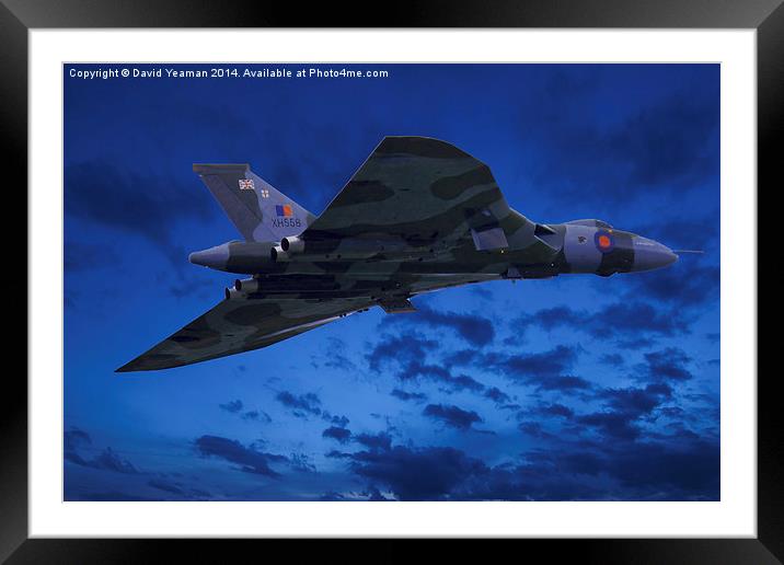  Avro Vulcan Bomber B2 (XH558) at night Framed Mounted Print by David Yeaman