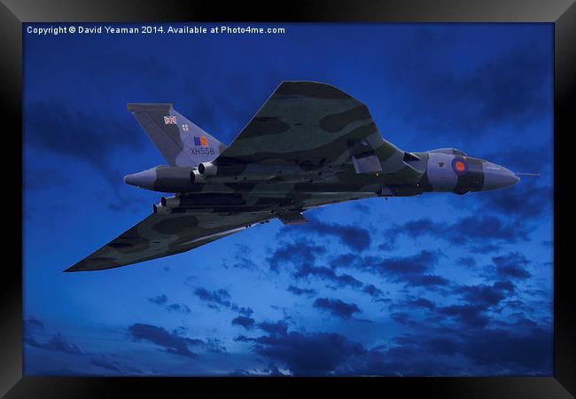  Avro Vulcan Bomber B2 (XH558) at night Framed Print by David Yeaman
