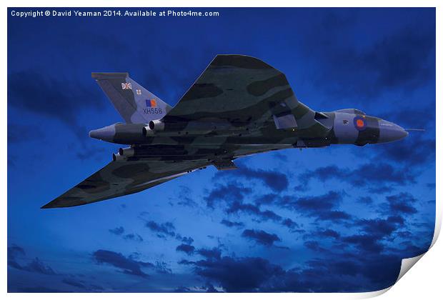  Avro Vulcan Bomber B2 (XH558) at night Print by David Yeaman