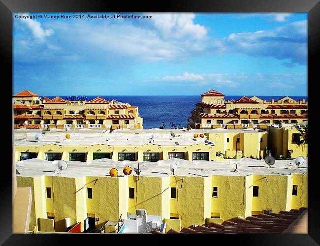  Rooftops to sea Framed Print by Mandy Rice