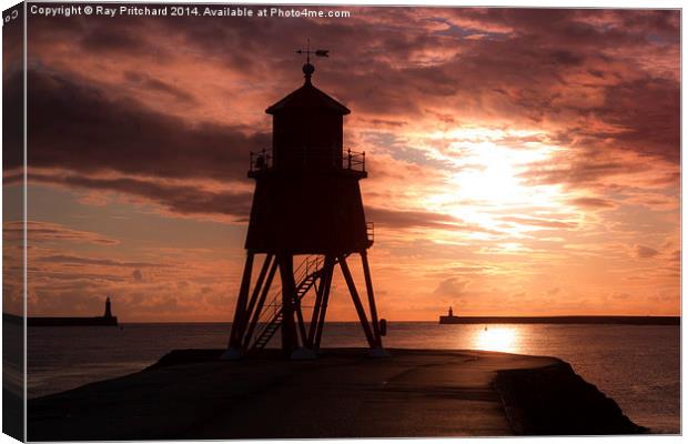 Herd Lighthouse after Sunrise Canvas Print by Ray Pritchard