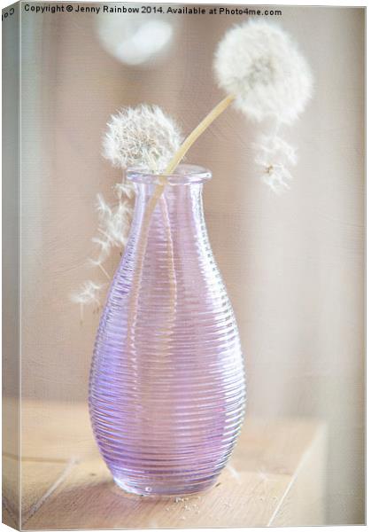  Purple Vase with Dandelions Canvas Print by Jenny Rainbow