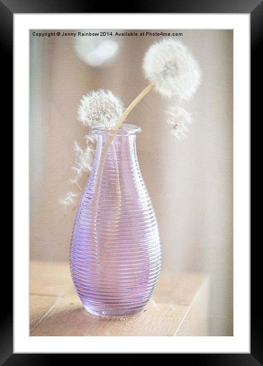  Purple Vase with Dandelions Framed Mounted Print by Jenny Rainbow
