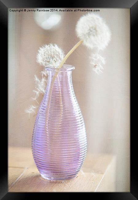  Purple Vase with Dandelions Framed Print by Jenny Rainbow
