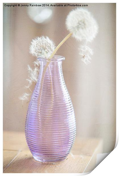  Purple Vase with Dandelions Print by Jenny Rainbow