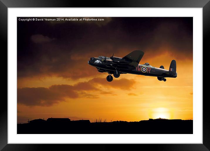 Avro Lancaster Bomber at dawn Framed Mounted Print by David Yeaman