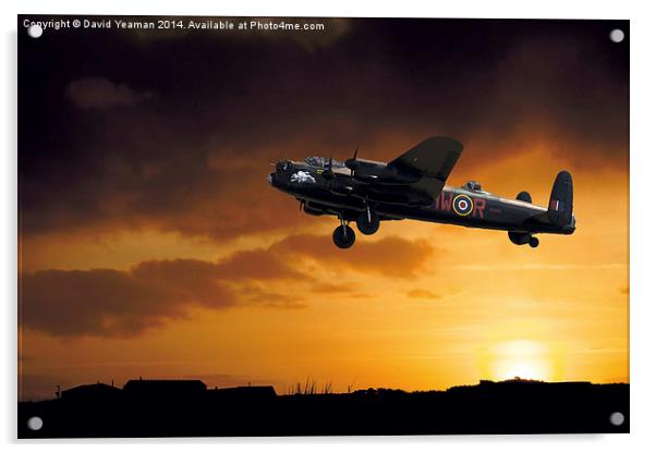 Avro Lancaster Bomber at dawn Acrylic by David Yeaman