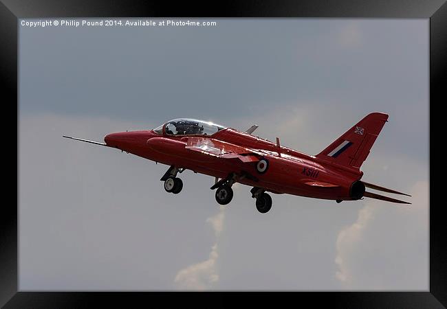  RAF Red Arrows Hawk T1 Plane Taking Off Framed Print by Philip Pound
