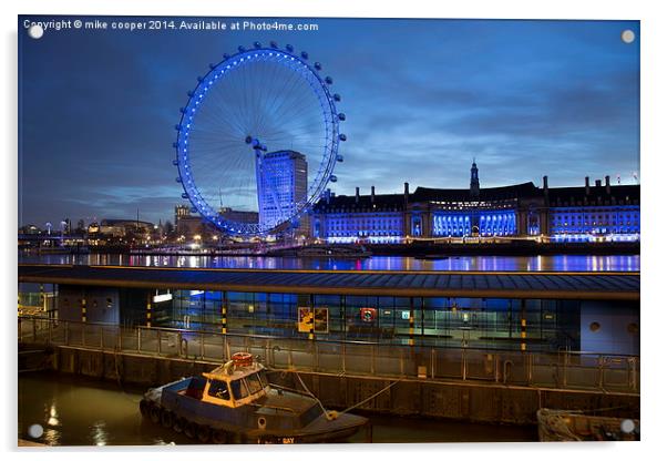  blue hour at the london eye Acrylic by mike cooper