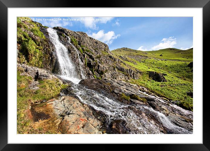 Waterfall On Route To Coniston Old Man Framed Mounted Print by Gary Kenyon