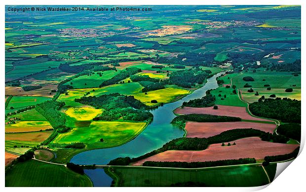  The River Derwent From 2000 Feet Print by Nick Wardekker