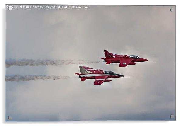  RAF Red Arrow Hawk Jets in Flight Acrylic by Philip Pound
